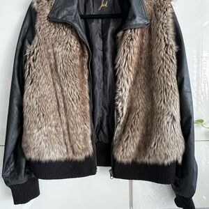 Faux Fur and Leather Jacket
